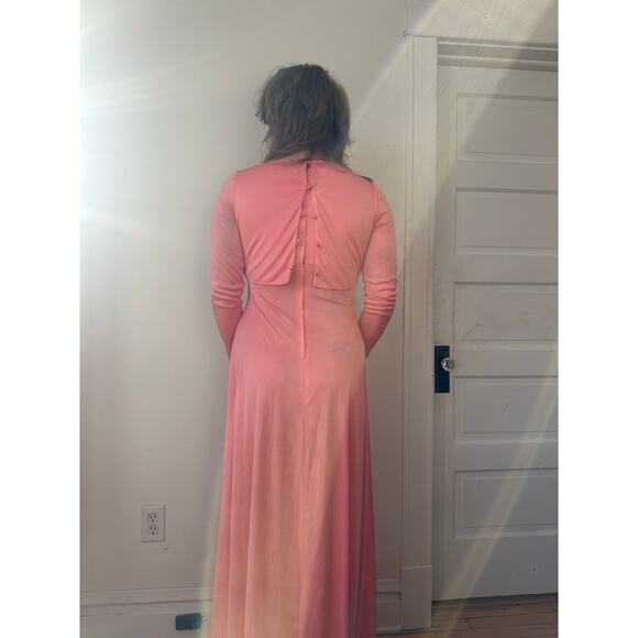 1970s 70s vintage pink maxi dress gown Dolly Parton rhinestone stud bubblegum - Picture 5 of 5